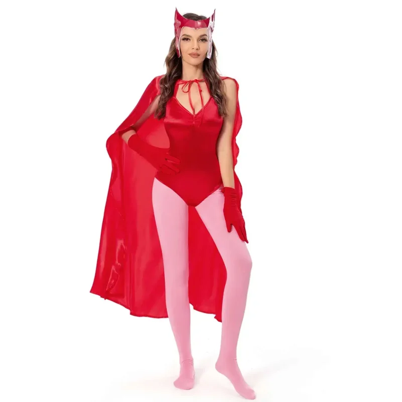 2025 2025 New Vision Scarlet Witch Wanda Maximoff Cosplay Costume Cloak Dress Women Jumpsuit Outfits Adult Halloween Ca 96ly