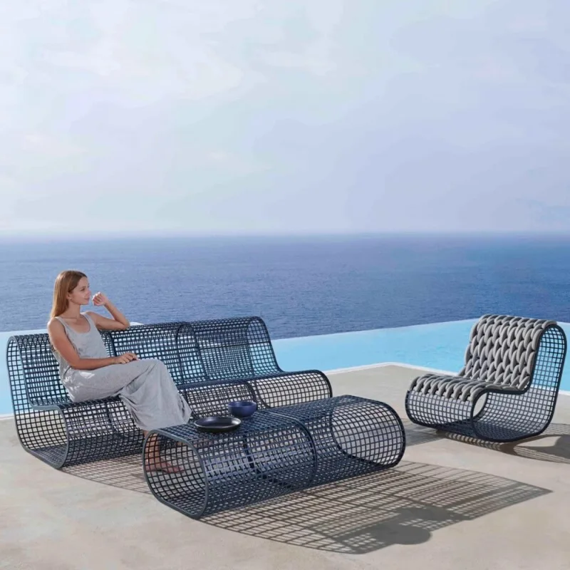 

Outdoor sofa rattan chair leisure sea view room sun room terrace garden courtyard hotel villa aluminum alloy furniture