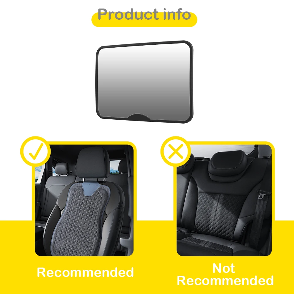 1 pc Crash Tested and Certified Shatterproof Baby Car Mirror for Rear Facing Infant with Wide Larger Crystal Clear View