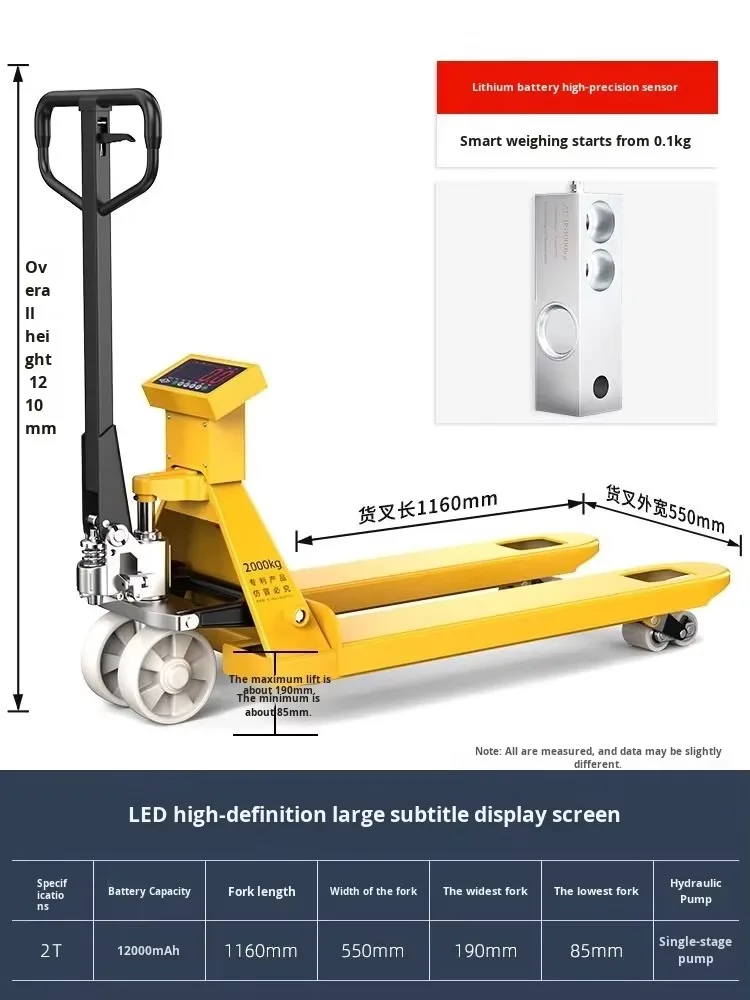 Manual Hydraulic Forklift Pallet Truck with Integrated Electronic Scale Load Cell for Material Handling