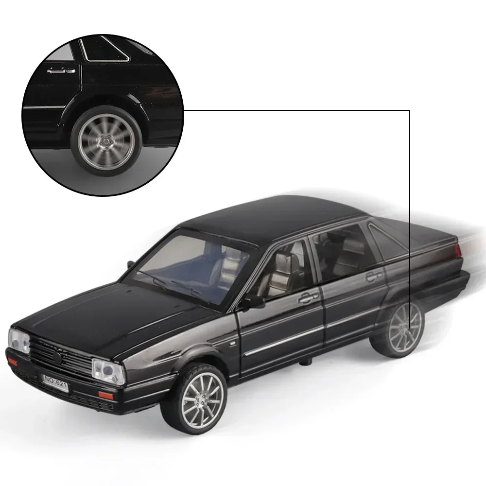 Classic 1:32 Volkswagen Santana Alloy Car Diecast Metal Model Sound & Light Pull Back Toys Collection Children Birthday Toy Gift