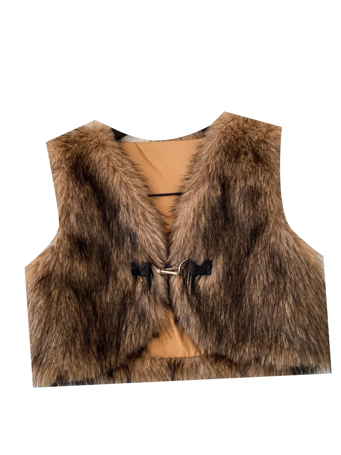 통근용 슬레 V넥 퍼리 베스트 여성용 싱글 버튼 슬레 인조 모피 플러피 베스트 고급스러운 느낌의 아우터웨어