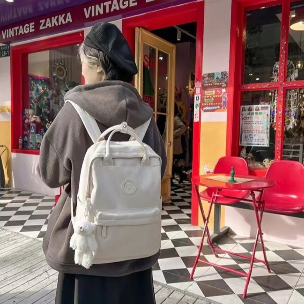 Solid Large Capacity Student Backpack Zipper Multi-Pocket Academy Girl's School Bag Spacious Multiple Colors