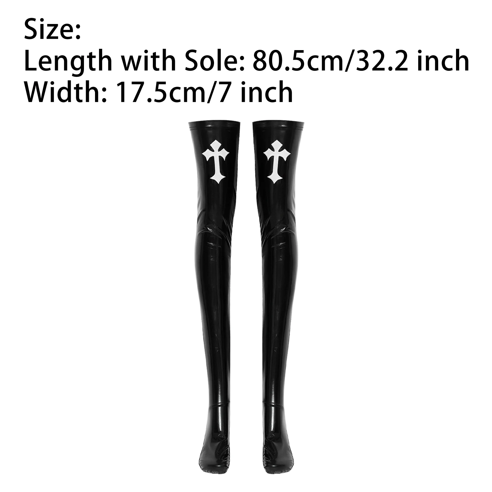 여성용 섹시한 폴 댄스 클럽 파티 양말, 웨트룩 라텍스 수녀 스타킹, 가톨릭 자매, 반짝이는 특허 가죽 허벅지 높이 스타킹