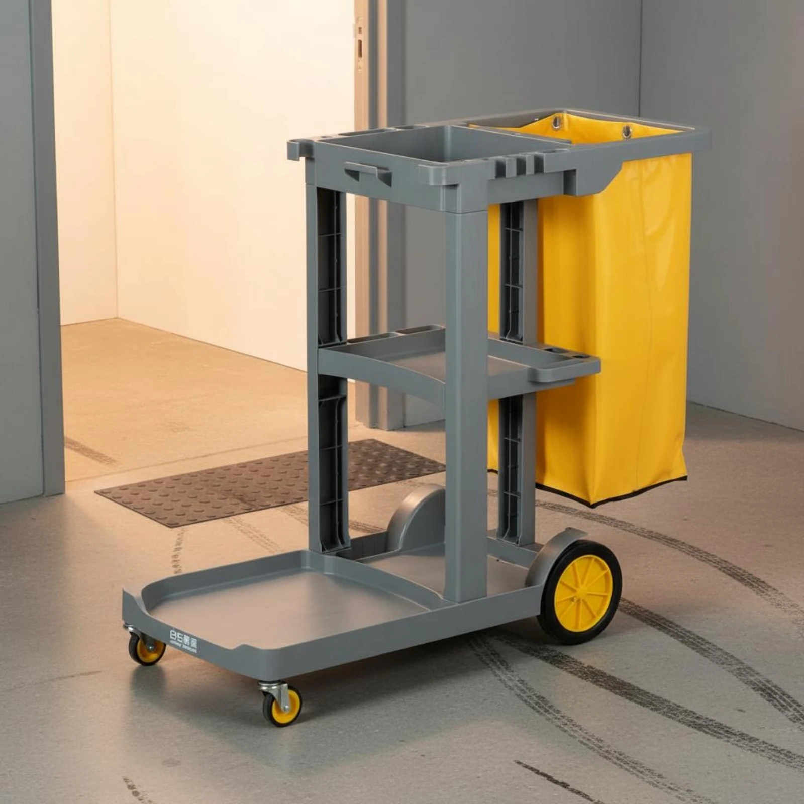 Rolling Cleaning Trolley uncoveredFrame Cleaning Trolley Household Organizer Textile Storage Bag Lower Tray