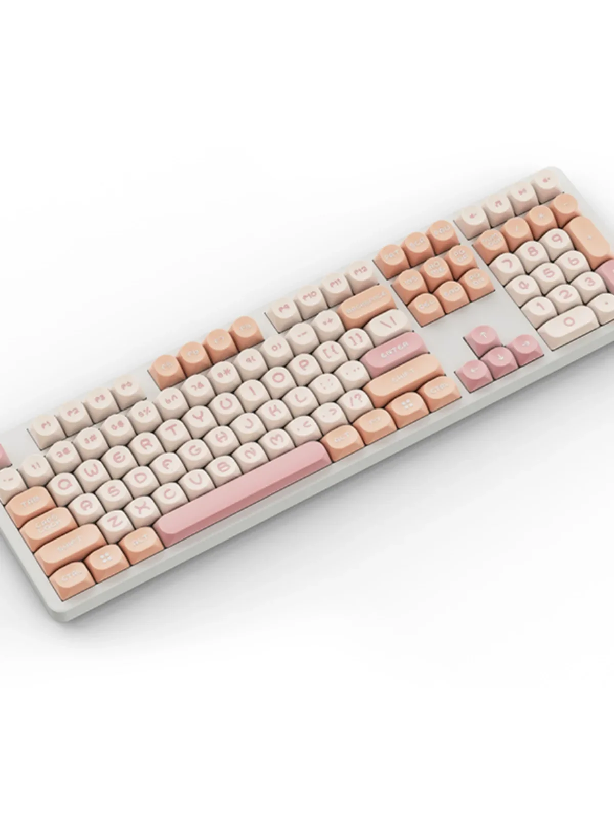 130Keys Contrasting Color MOA PBT Keycaps Round Cute Style Cute Spring Summer Style Diy Mechanical Keyboard Retro Pink Keycap