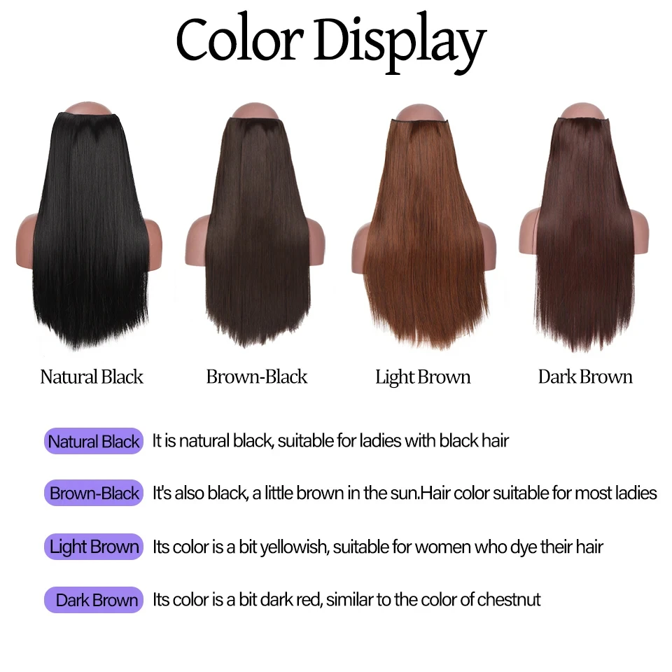 Synthetic Long Straight V-tip Clip in Hair Extension Heat Resistant Wavy False Hair High Temperature Fiber Hairpiece