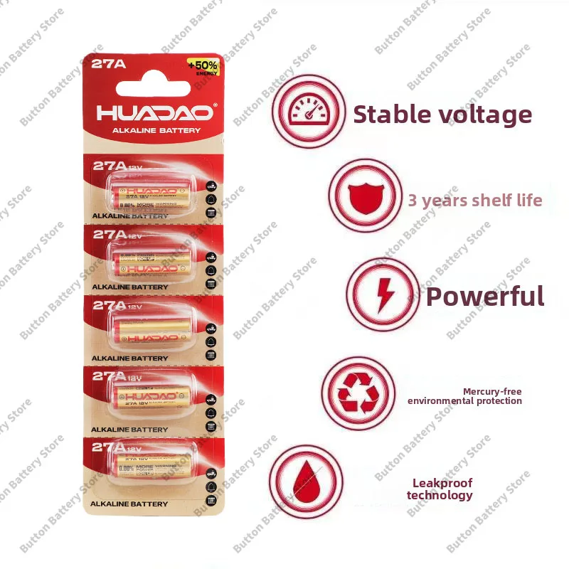 بطارية قلوية 12 فولت A27 - تدوم طويلاً للغاية لجرس الباب، ومفتاح السيارة، وجهاز التحكم عن بعد (A27/G27A/MN27/MS27/GP27A/L828) #3