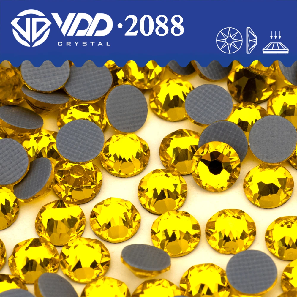 VDD 005 سيترين SS16-SS30 جودة عالية AAAAA الإصلاح الساخن الزجاج 2088 الراين كريستال أحجار مسطحة لتقوم بها بنفسك الملابس الزينة