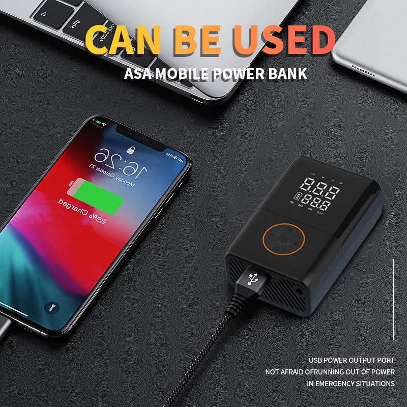 مضخة هواء للسيارة من LEIBOO ضاغط هواء محمول قابل للنفخ للسيارات والدراجات النارية ومنفاخ إطارات كهربائي مع مصدر طاقة مزدوج #6