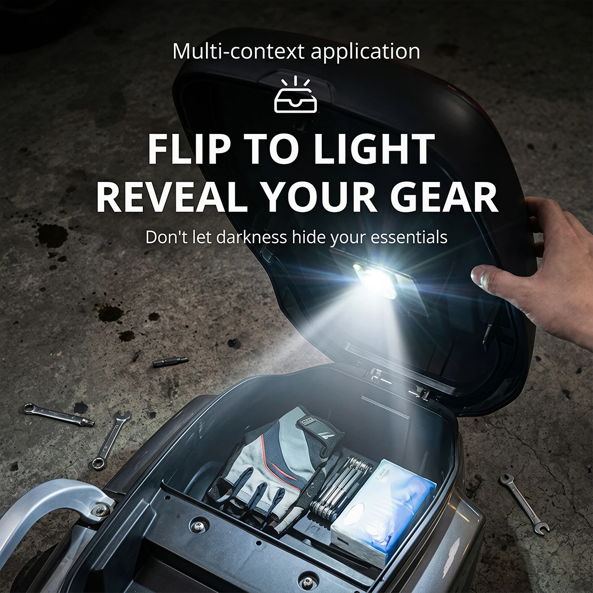 Automatic Sensor High Brightness LED Light Universal Motorcycle Trunk Car Armrest Box Fishing Tackle Storage Illumination Lamp view 2