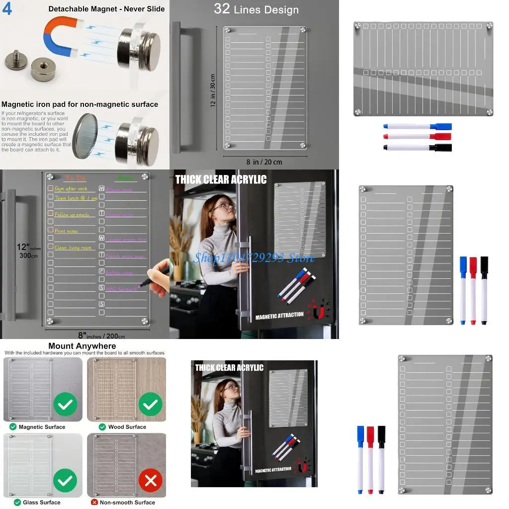 

Y2GD Acrylic Dry Erases Board for Refrigerator with Reusable To Do Lists