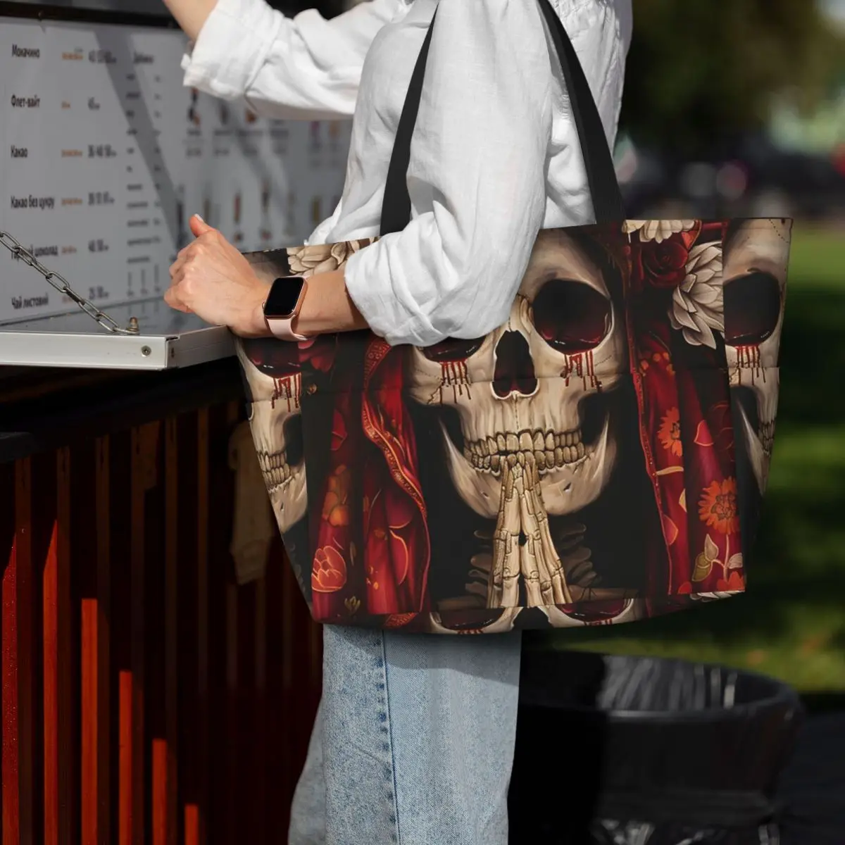 Santa Muerte Spanish Beach Tote Bag Sport Gym Yoga Duffle Large Tote Bag Women Travel Bag Fitness bag