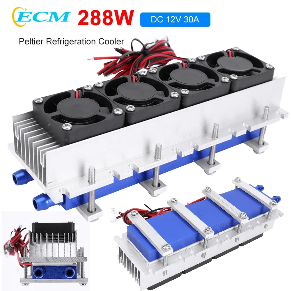 288W DIY Thermoelectric Air Conditioner Kit Peltier Refrigeration Cooler DC 12V 30A Semi-Air Conditioner Cooling System DIY Kit