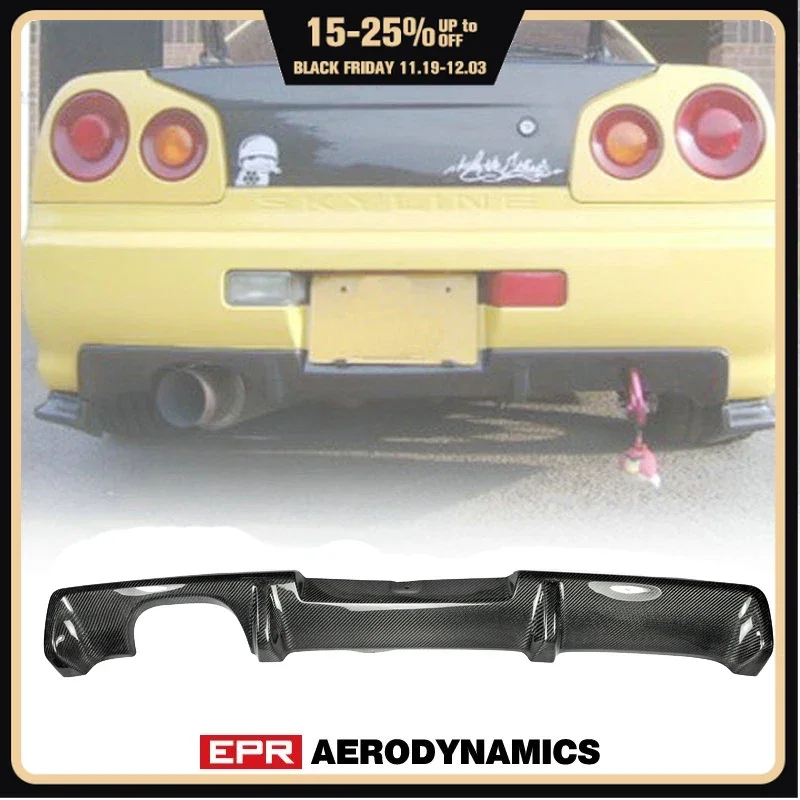 

Car-styling For Nissan Skyline R34 GTR OEM Carbon Fiber Rear Bumper Diffuser Add On In Stock