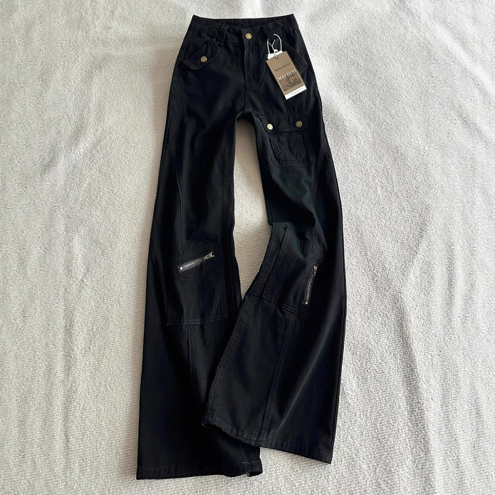 Man Jeans 2026 Spring Trendy Multi Pocket Jeans Men's Slim Fit Straight Bootcut Denim Pants