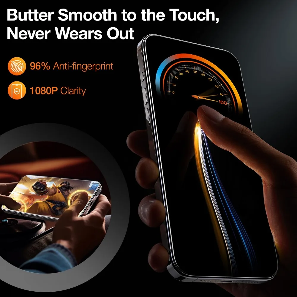 TORRAS Premium Screen Protector for iPhone 15 14 13 Pro Max Tempered Glass Easy Installation Automatic Dust Removal