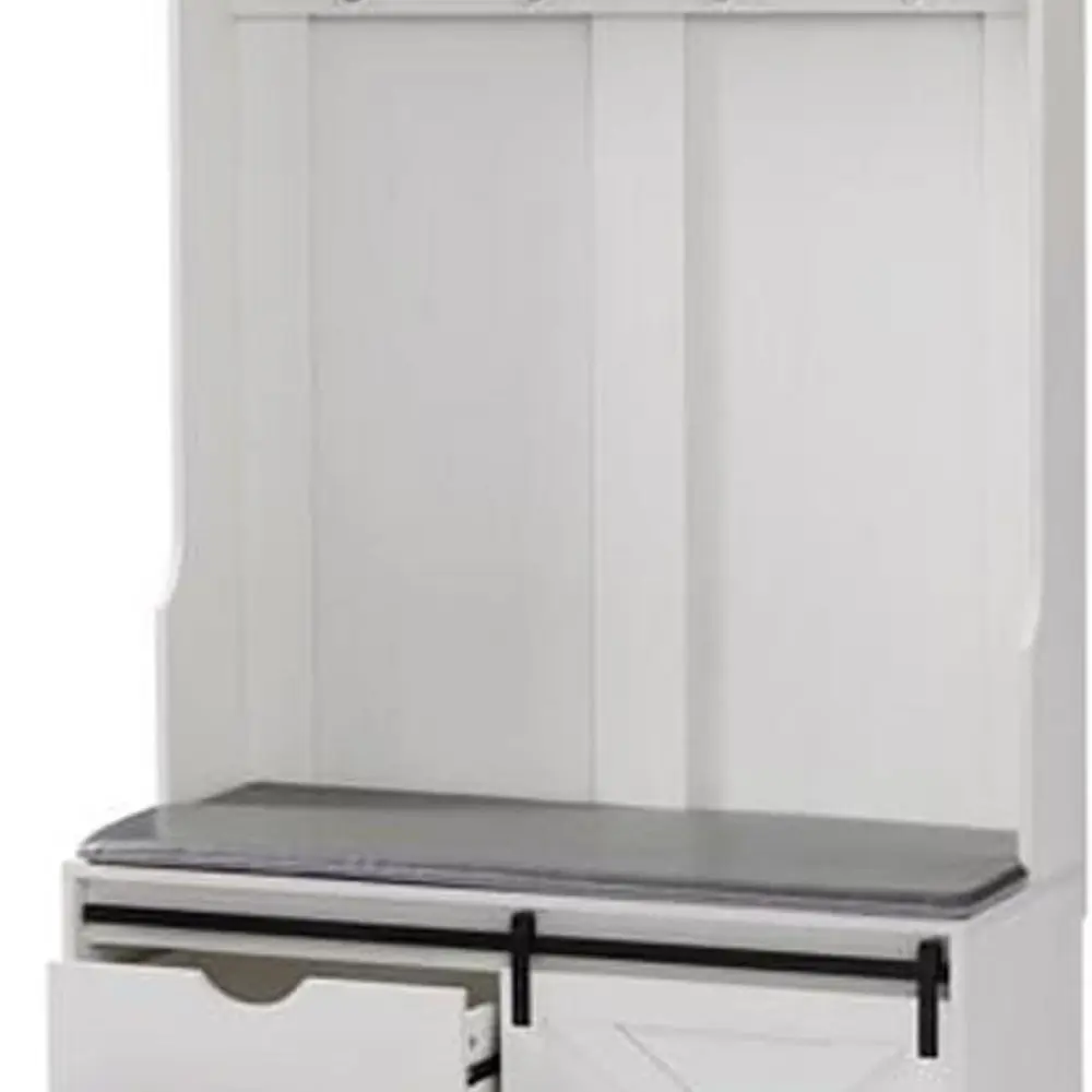 

Органайзер для прихожей 3-в-1: вешалка для одежды, скамейка для обуви, хранилище с крючками и ящиками