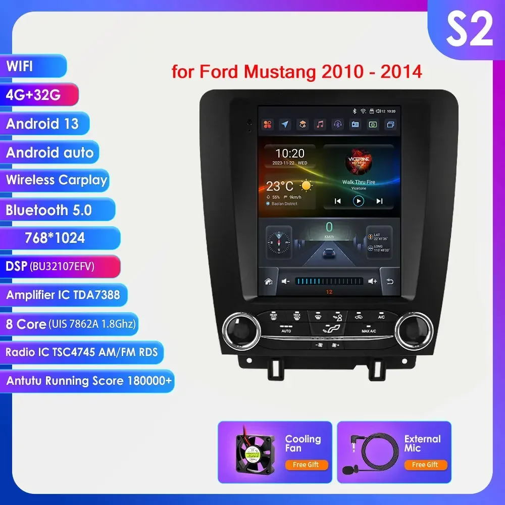 Hizpo Android voor Ford Mustang V S-197 2010-2014 Radio Stereo Scherm Multimedia Carplay Auto Speler GPS navigatie