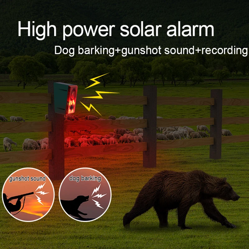 Solar Motion Sensor Animal Repeller Infrared Induction Anti-Wild Boar Dog Drive Professional Alarm Light Waterproof Outdoor