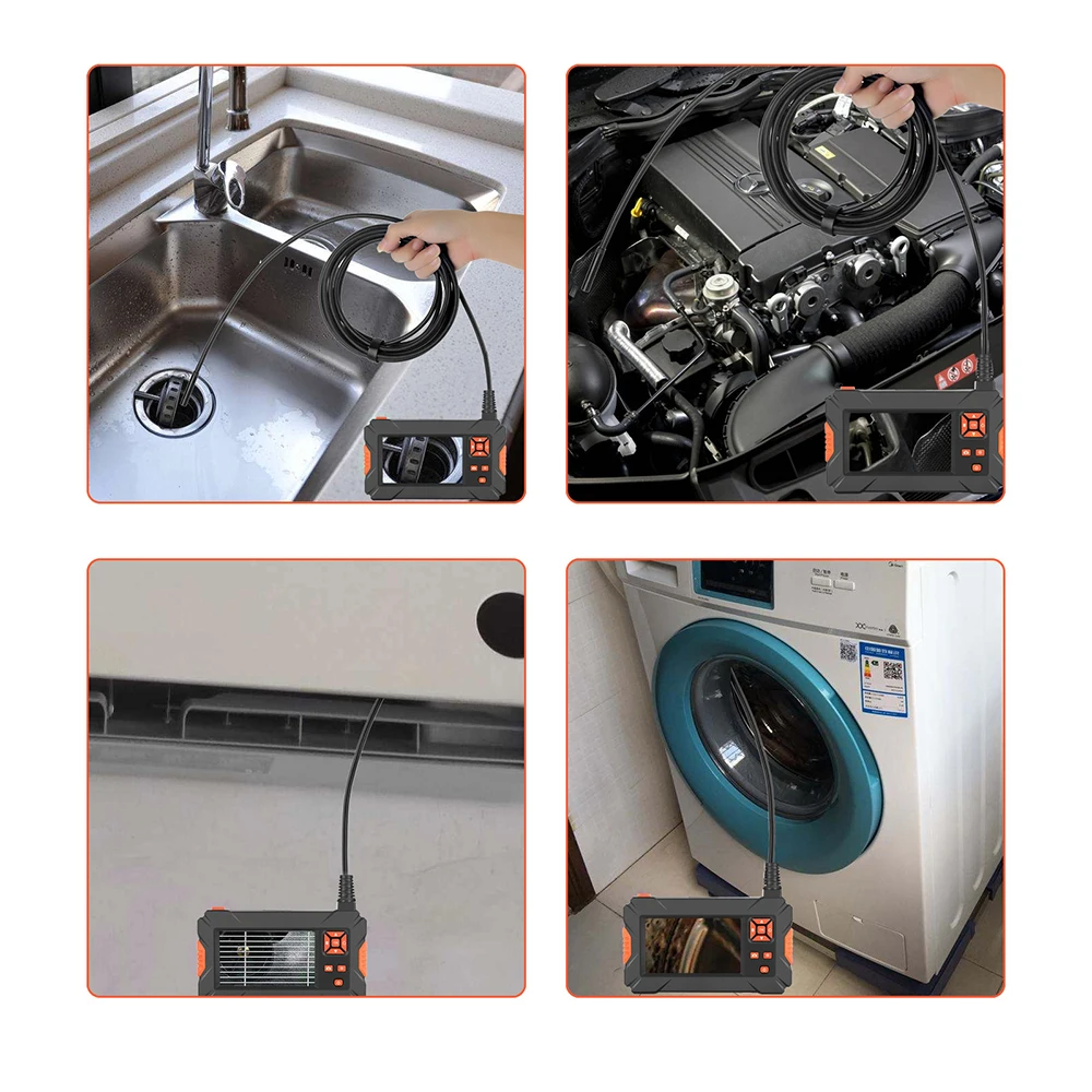 5.5mm HD Dual Lens Pipeline Industrial Endoscope 4.3 Inch IPS Screen Car Engine Maintenance Camera Hard Snake Cable Borescope