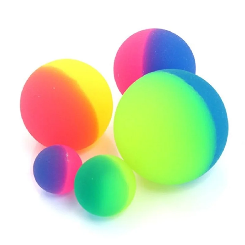 Pelota elástica Bicolor de 24/30/42/55mm, pelota que rebota de colores para niños, juegos deportivos de goma para niños, pelotas elásticas para saltar