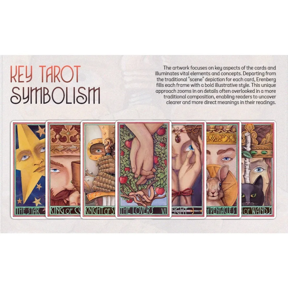 Erenberg Tarot Deck 78 Pcs Cards Focuses on Key Aspects of The Cards and Illuminates Vital Elements and Concepts 12*7cm