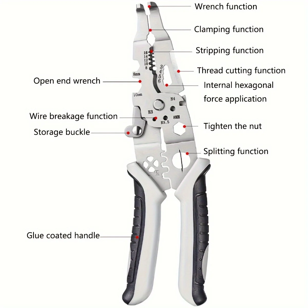 Stripping Pliers, Multifunctional Wire Cutting Pliers Assist in Stripping Wires used for Repair Crimping Disassembly Winding