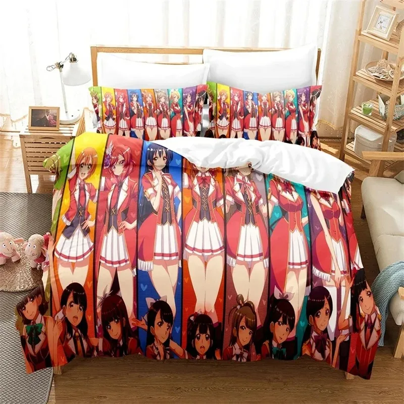 Anime Love Live College Idol Festival Bedding Set Boys Girls Twin Queen Size Duvet Cover Pillowcase Bed Kids Adult