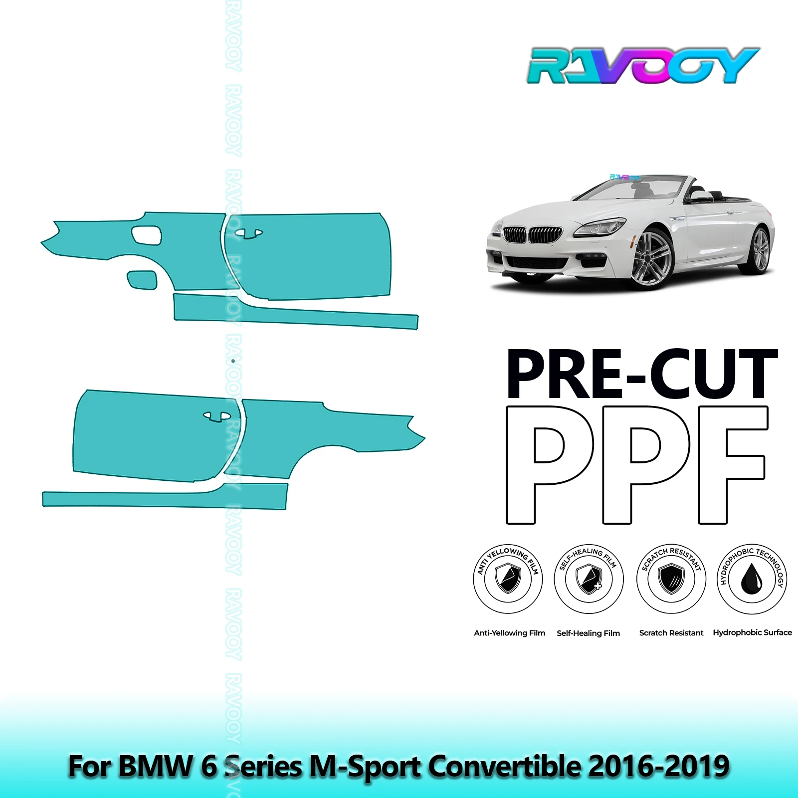 لسيارات BMW 6 Series M-Sport المكشوفة 2016-2019 8.5mil باب PPF مسبق القطع ومجموعة عمود A/B مجموعة طبقة حماية الطلاء من البولي يوريثان #1