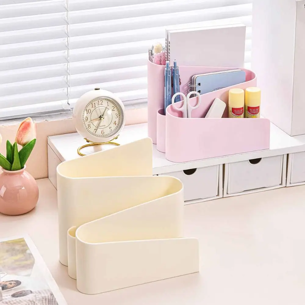 INS-Style Desktop Pen Holder Large Capacity Cute Makeup Brush Holder Plastic Simple Brush Storage Container Stationery Organizer