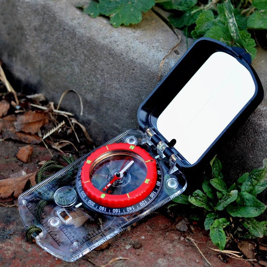 

Camping Survival Compass Sighting Mirror with Adjustable Declination,Clinometer&LED light Multifunctional Compass