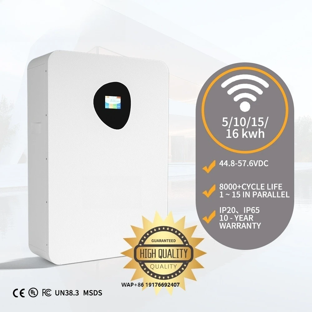 IP20 New Product 8000 Cycles 5Kwh 10Kwh Wall-Mounted 51.2V Lifepo4 100Ah 200Ah Lithium Battery Pack for Solar Energy System