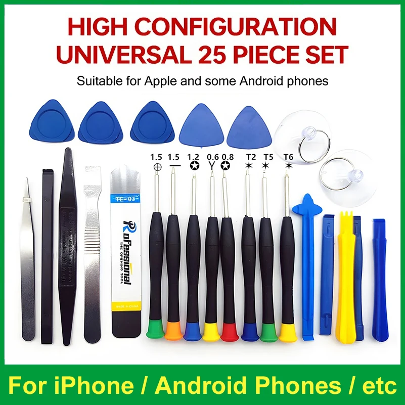 25 In 1 Multifunction Mobile Phone Repair Tools Kit Screwdriver Opening Set for iPhone Android Phones etc