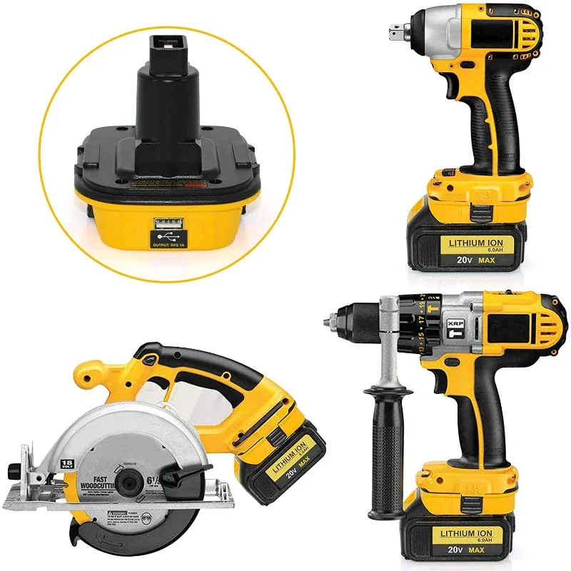 Adaptor Baterai 20V Terbaik DCA1820 untuk Alat Dewalt 18V Konversi untuk Baterai Lithium Dewalt 20V untuk DC9096 DE9098 DE9096 dengan USB