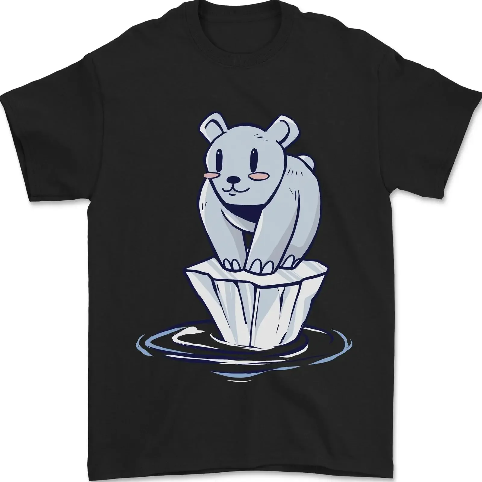 Floating Polar Bear Climate Change Environment Mens T Shirt 100 Cotton Image 1 of 4 vintage Washed Stretched Stylish