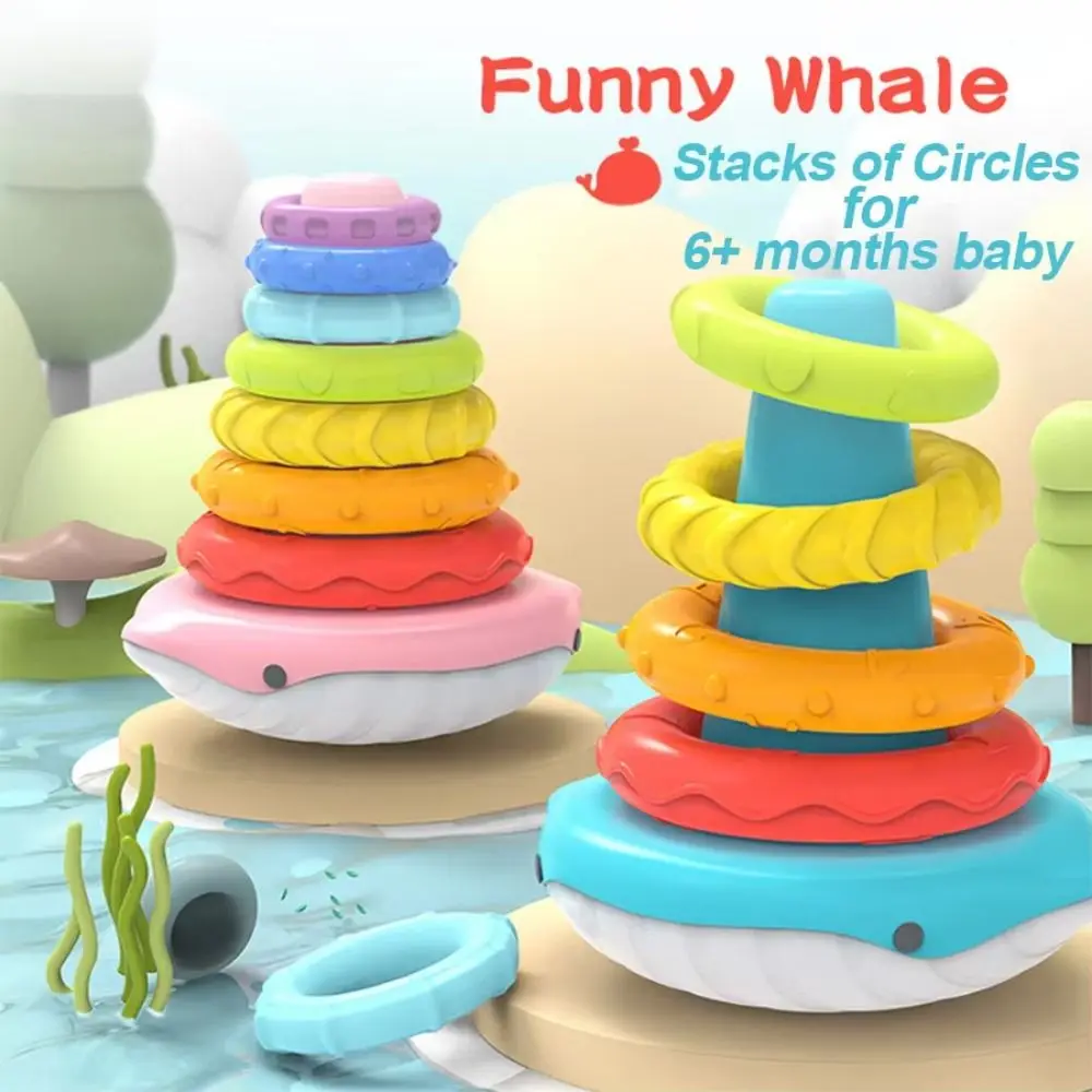 Irregular Square Rainbow Stacker Baby Montessori Rainbow Tower Rotating Screw Bolt Toys Stackable Early Education