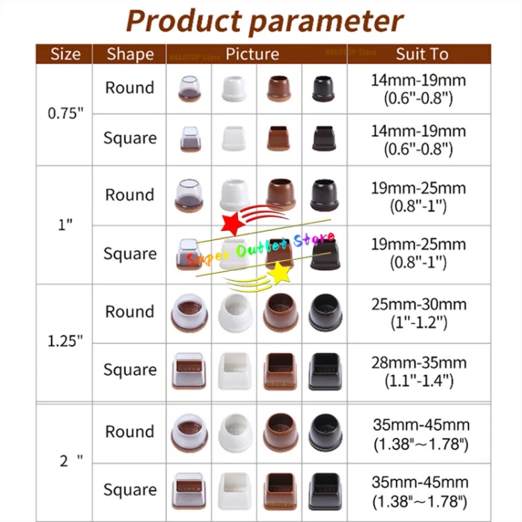 8PCS Soft Silicon Chair Leg Covers Felt Bottom Elastic Furniture Foot Protector Pads Anti-slip Table Legs Floor Protection Mat