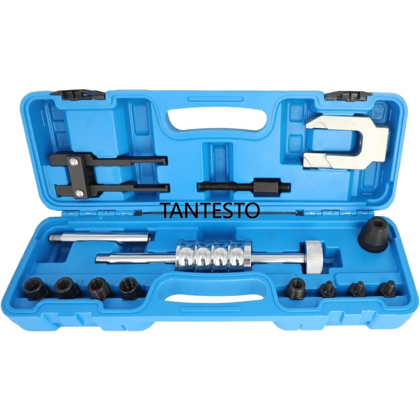 Diesel Fuel Injector Extractor Kit for Removal of Sliding Hammer with M8-M22 U-shaped Adapters and 2 Jaw Injectors