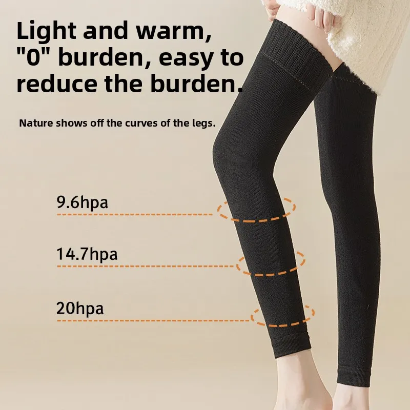 Picture 4: Women's Long Tube Sos Knee High Leggings Woolen Anti-Slip Winter Warm Thermal over Knee Thigh Warmers Outdoor Sports Acc...