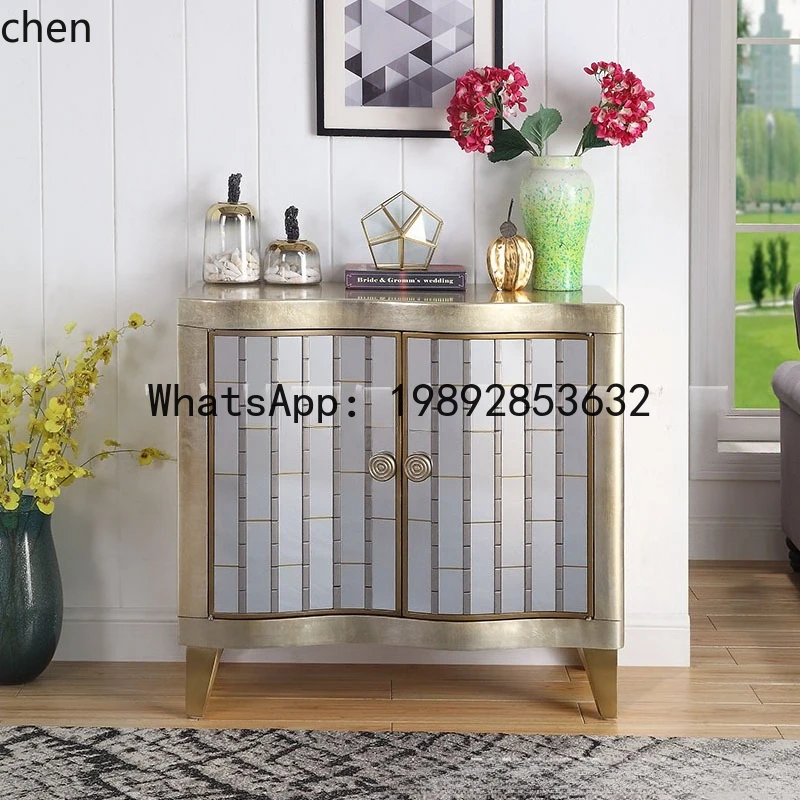 YFY Entryway Screen Cabinet Silver Foil Villa Decorative Cabinet Living Room Lacquered Wine Cabinet