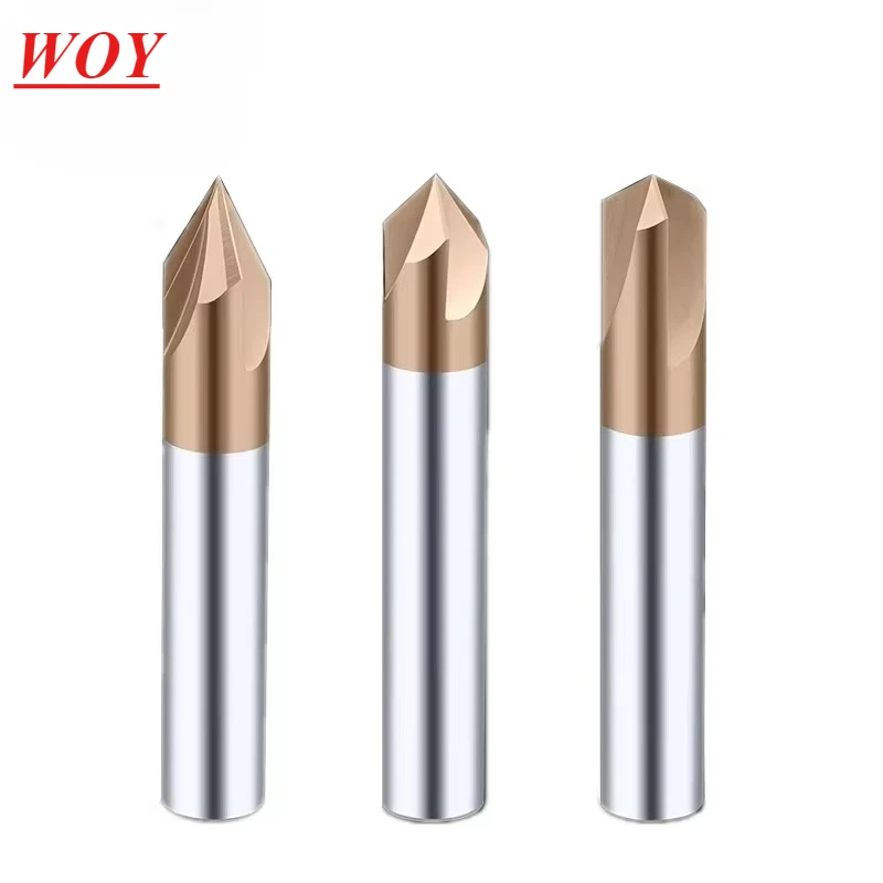 

WOY Chamfer Milling Cutter Carbide Corner Countersink Chamfering Mill Deburring Edges V Grove Router 60 90 120 Degree 2 3 Flutes