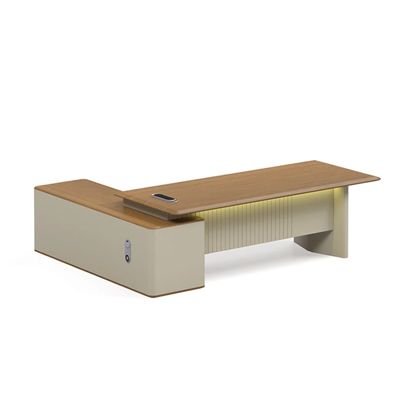 

@#High-End Boss Desk Solid Wood Executive Office Table with Built-In Charging Ports Large Workspace Anti-Scratch Surface