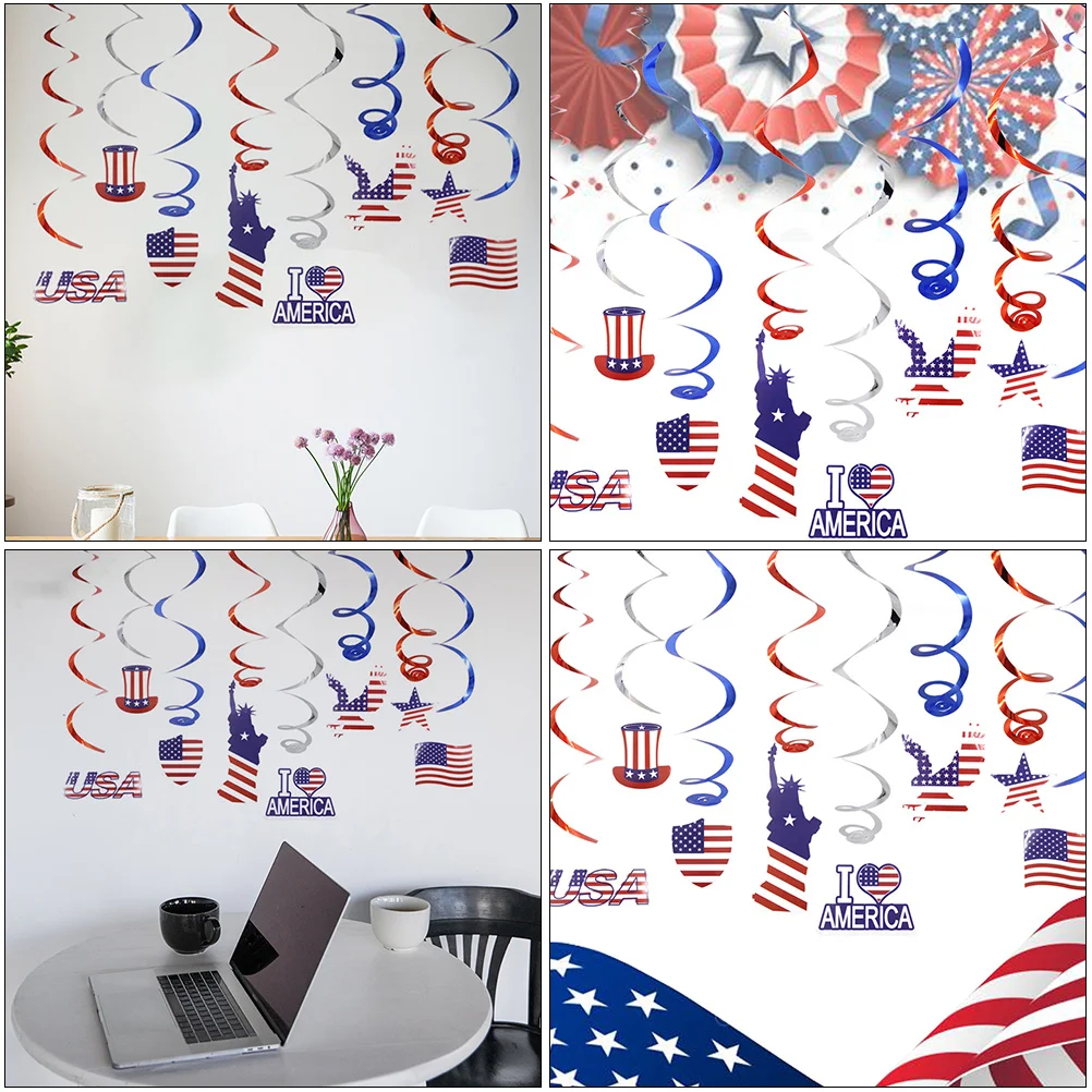 1 مجموعة 1 مجموعة العلم الأمريكي زينة معلقة يوم الاستقلال لوازم الحفلات احتفالية الحلي ديكور لحدث الاحتفال