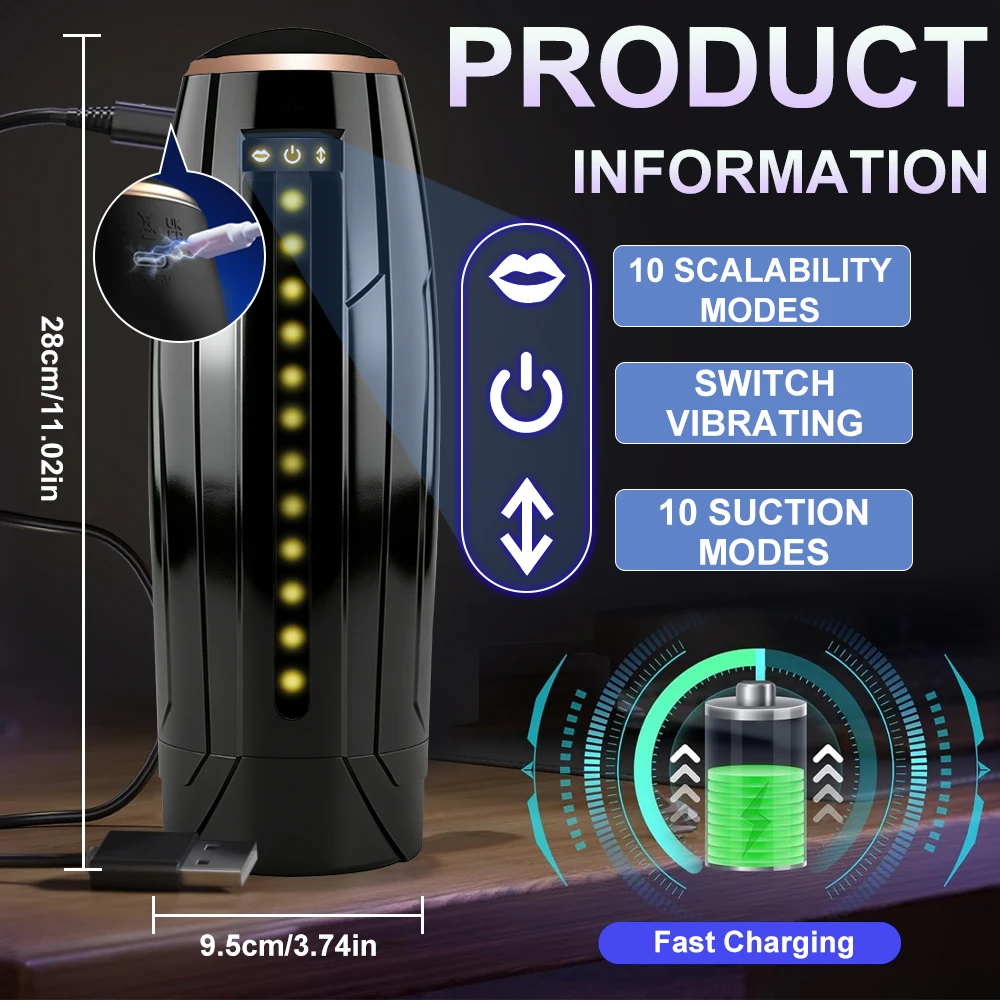 3 IN 1 Automatic Telescopic Sucking Male Masturbator Cup  Enlargement Penis Pump Vibrating Pussy Real Vagina Sex Toys for Men view 6