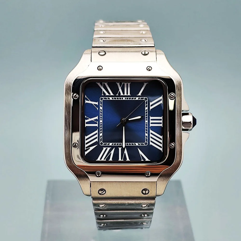 NH35 Watch Blue Watch Roman Dial Men's Stainless Steel Watch Modified Watch Suitable for NH35 Movement Watch Accessorie