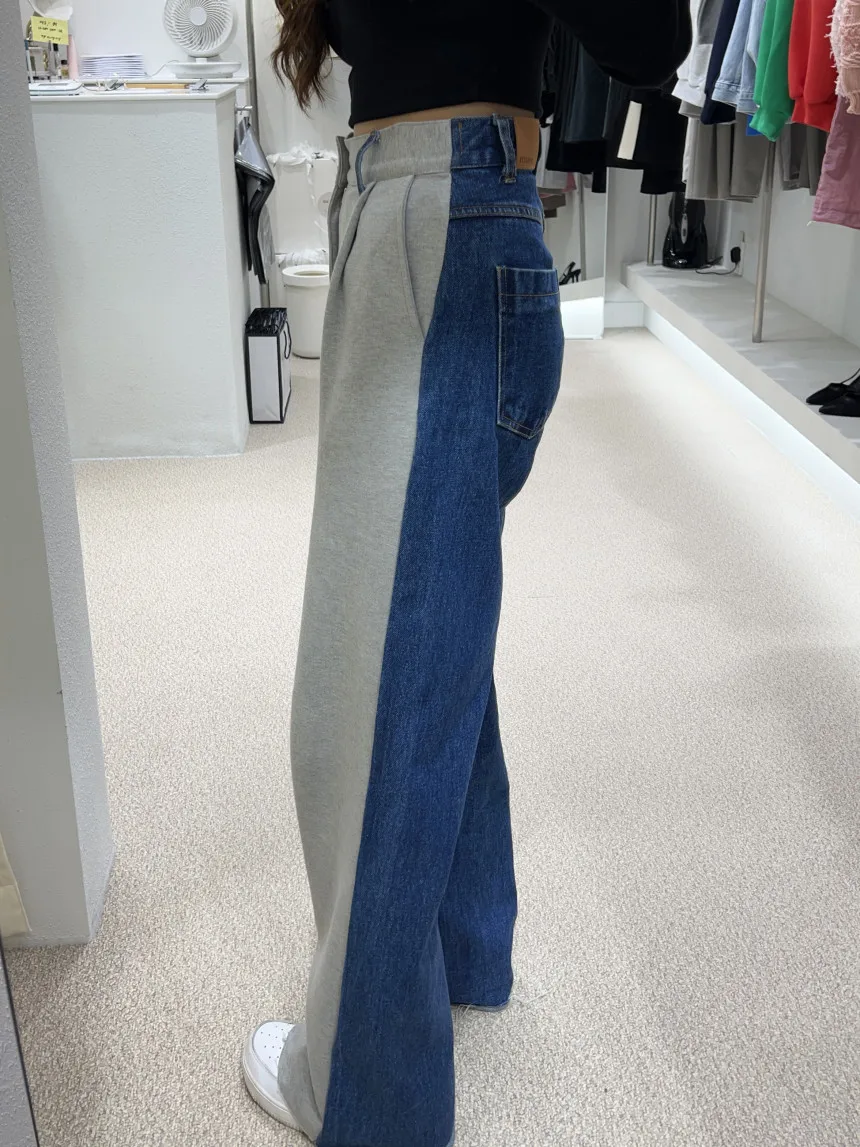 

Retro High Waist Wide Leg Straight Cut Color Blo Design Women's Jeans Long Trousers Autumn Winter Chic Faion Ladies' Clot...