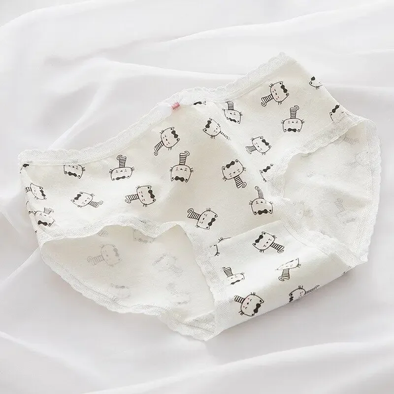 

lingeries panties for women Sexy Lace Panties Printing Comfort Brief Middle Waist Seamless Underpants Lovely Girl's Underwear