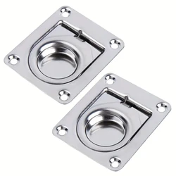 (2 Pcs) Stainless Steel Locking Pull Ring Handle, Marine Boat, Yacht, Flush Lift, 2.5