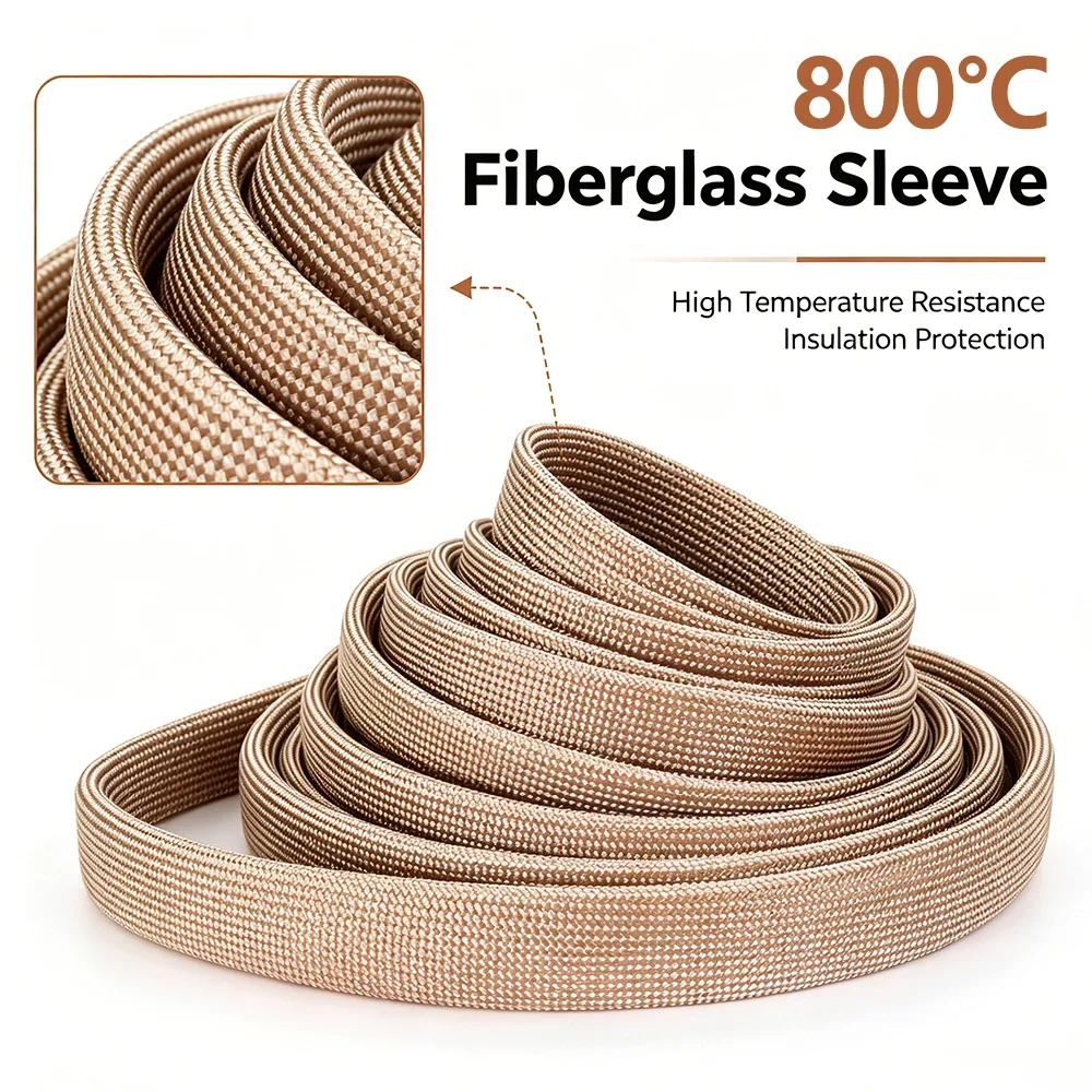 800°C Glasfaser-Kabelummantelung, geflochten, 1–30 mm, alkalifreie Faserhülsen, hochtemperaturbeständige Isolierhülsen für Kabel – Detail 5